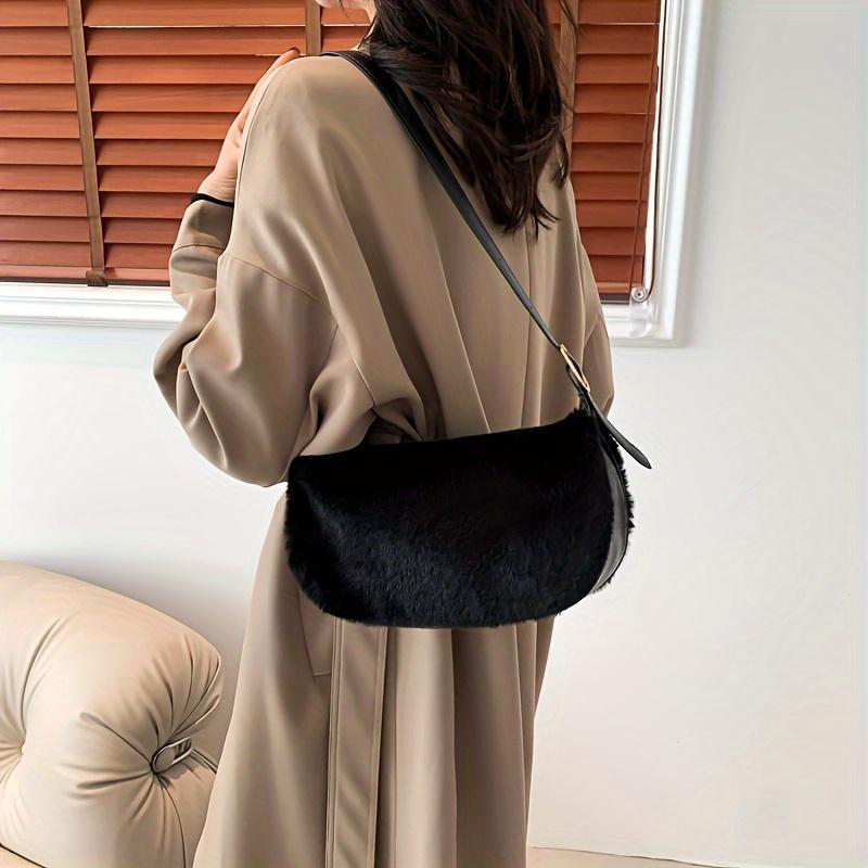 1 шт. Женская сумка через плечо, стильная плюшевая сумка через плечо, легкая сумка, идеально подходящая для шопинга, путешествий, вечеринок, повседневного использования