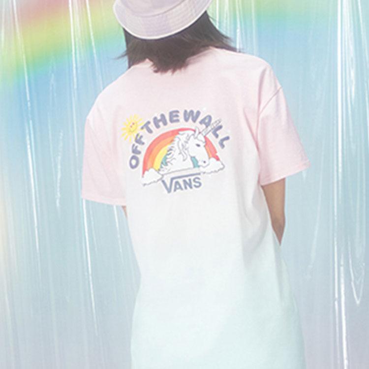 Vans T Shirts Unisex Pink Crew Neck Moderate Straight Fit VN0A54LCUUZ