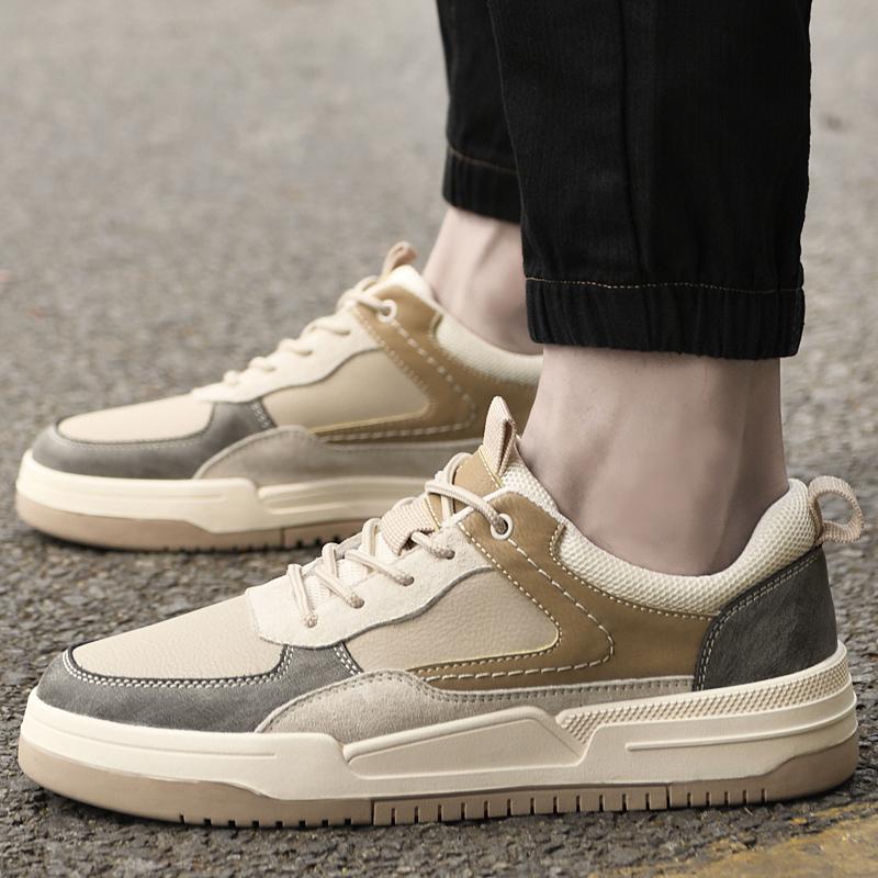 Молодежная подростковая повседневная обувь из натуральной кожи, скейт-кеды, новые модные кроссовки для мужчин, удобная легкая обувь для ходьбы на открытом воздухе