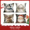 4 Pcs Retro Christmas Style Single-Sided Printed Pillowcase Cushion Cover,Suitable For Living Room,Bedroom,Car Decoration