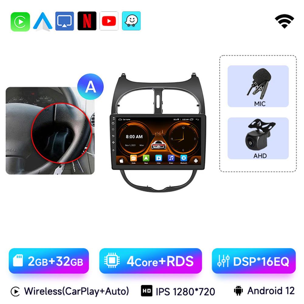 JIUYIN  Android 13 Car Radio For PEUGEOT 206 206CC 206SW 2000-2008 Auto Multimedia Player GPS Autoradio Carplay 2 din