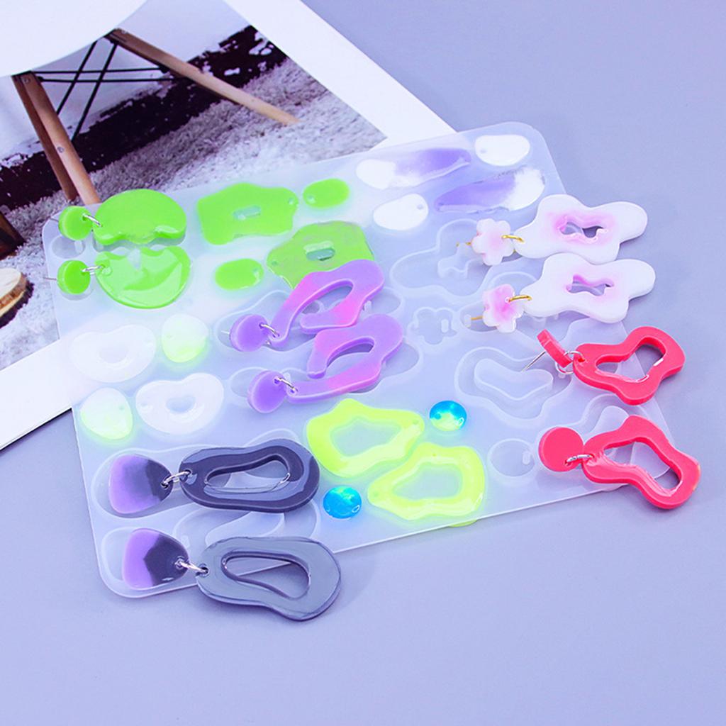 4Pcs/set Crystal Silicone Earrings Mold Set Crystal Epoxy Resin Casting Molds Irregular Ear Rings Mould for DIY Pendants
