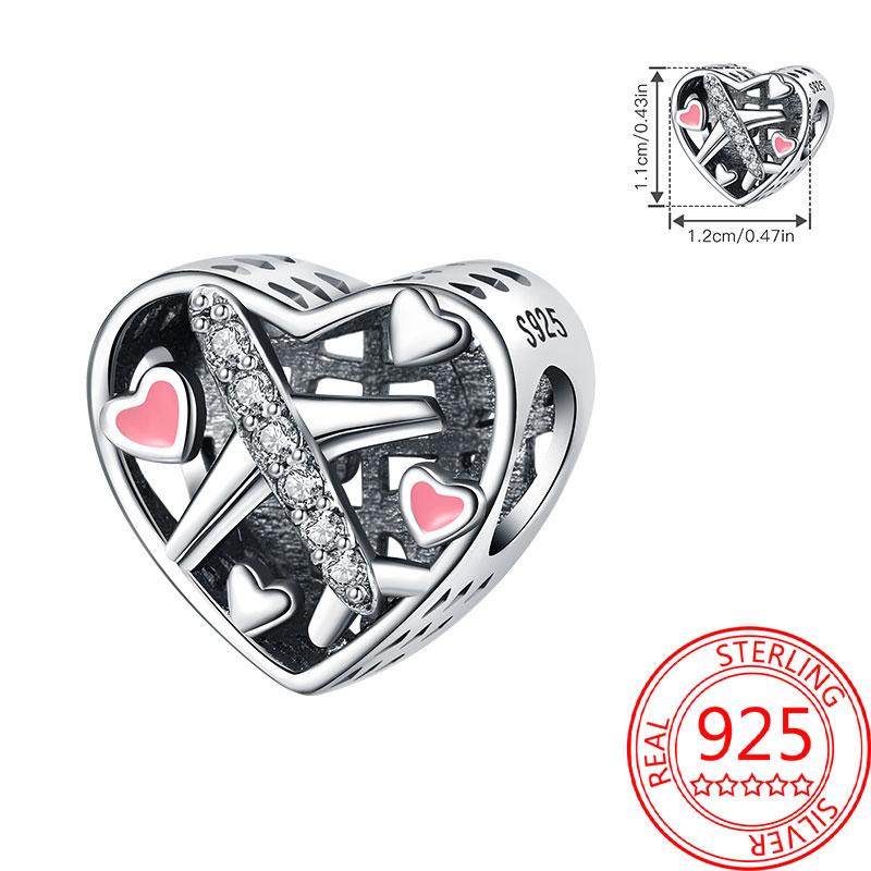 Медные Блестящие Розовые Подвески-Шармы в Форме Сердца Подходят для Оригинального Браслета для Женщин Ювелирные Изделия в Подарок на День Святого Валентина