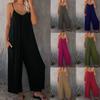 European and American Suspender Women's  Summer New Foreign Trade Tolid Color Pocket Casual Jumpsuit