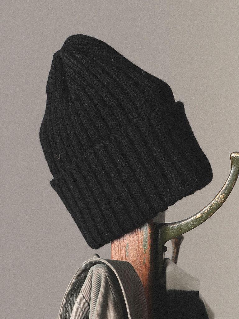 [BEAMS PLUS] Шерстяная шапка-бини для мужчин, ЧЕРНАЯ - 38410023247