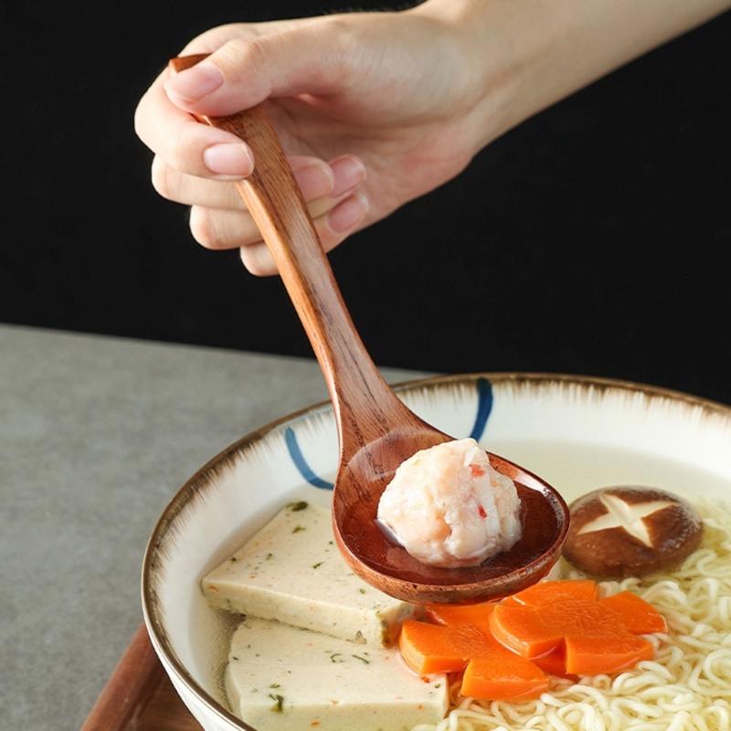 Деревянная Суповая Ложка Кухонные Принадлежности Термостойкая Ложка Сервировочные Ложки Деревянная Текстура Подходит для Домашнего Кухонного Использования