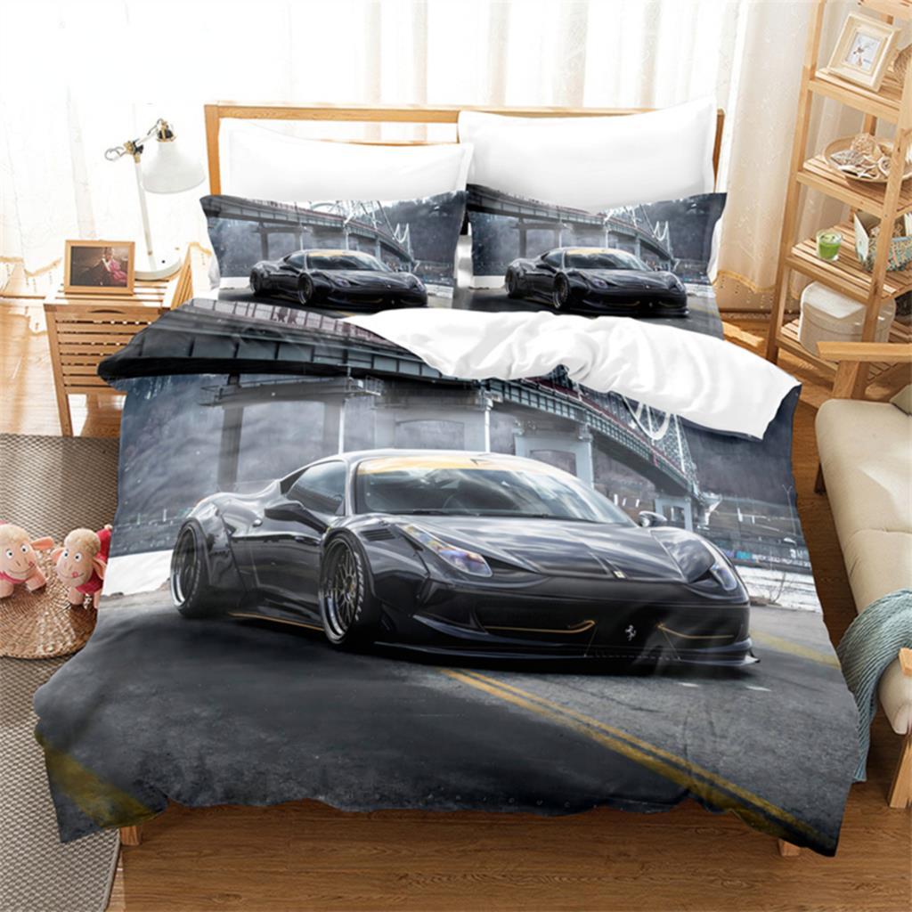 3pcs Duvet Cover Set, Car, Racing Car Bedding Set, Soft Comfortable Breathable Duvet Cover, For Bedroom Guest Room Decor