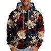 Мужская толстовка с капюшоном и цветочным принтом, мужская повседневная модная спортивная толстовка