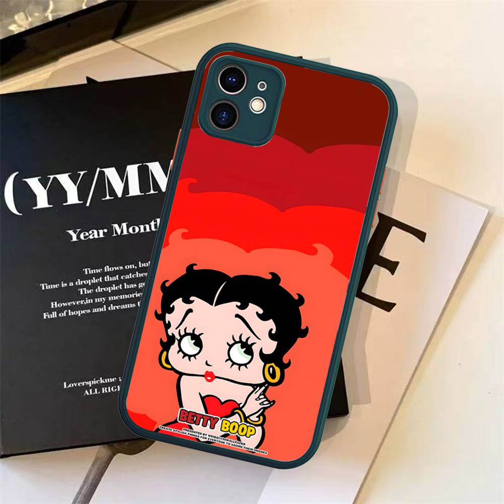 Cartoon B-Betty B-Boop Matte Translucent Phone Case For iphone 16 ProMax 15 14 13 12 11 X XS PRO Plus