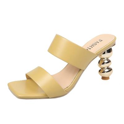 Летняя мода 2021 года гальванизированный каблук сандалии туфли на высоком каблуке женская обувь сандалии на каблуке-тыкве особой формы большой размер