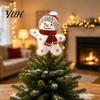 Vivid Felt Tree Ornament Wool Christmas Topper, Cute Snowman/Santa Claus Treetop with Topper Spring Base, Holiday Xmas Decoration for Home Party Decor