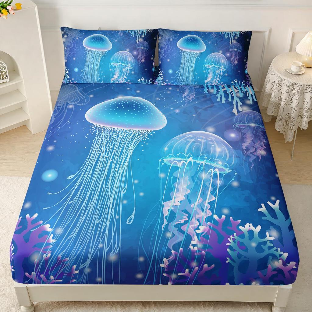 Собака Животный Узор Шапка на Кровать Трехпредметный Комплект Цифровая Печать Постельное Белье Шапка на Кровать Трехпредметный Набор Дети И Взрослые