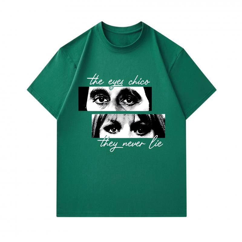 Men's 100% Cotton Crew Neck Short Sleeve T-Shirt, The Eyes Chico They Never Lie Art Graphic Print Casual Comfortable Tee For Daily Wear