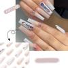 Маникюр Пресс на ногтях Черный край Змея Накладные ногти Длинные Французские балерины Сияющий Кристалл