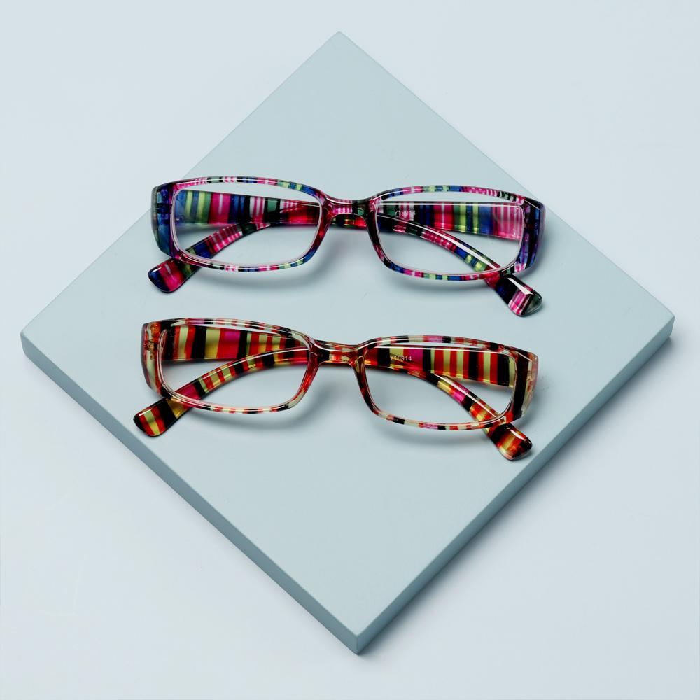 Unisex Vision Care Print Stripe Diopter Eyeglasses Retro Frame Reading Glasses Presbyopic Eyewear