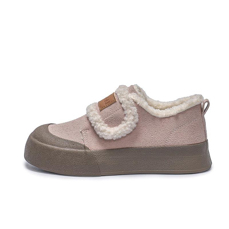 - Fleece Velcro Boken Cotton Shoes Women's Winter New Thermal Board Shoes Retro Niche Boken