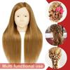 Mannequin Head with Real Hair Hairdresser Braiding Hair Styling Training Manikin Cosmetology Doll Head Brown Golden Long Hair Hairdressing Makeup