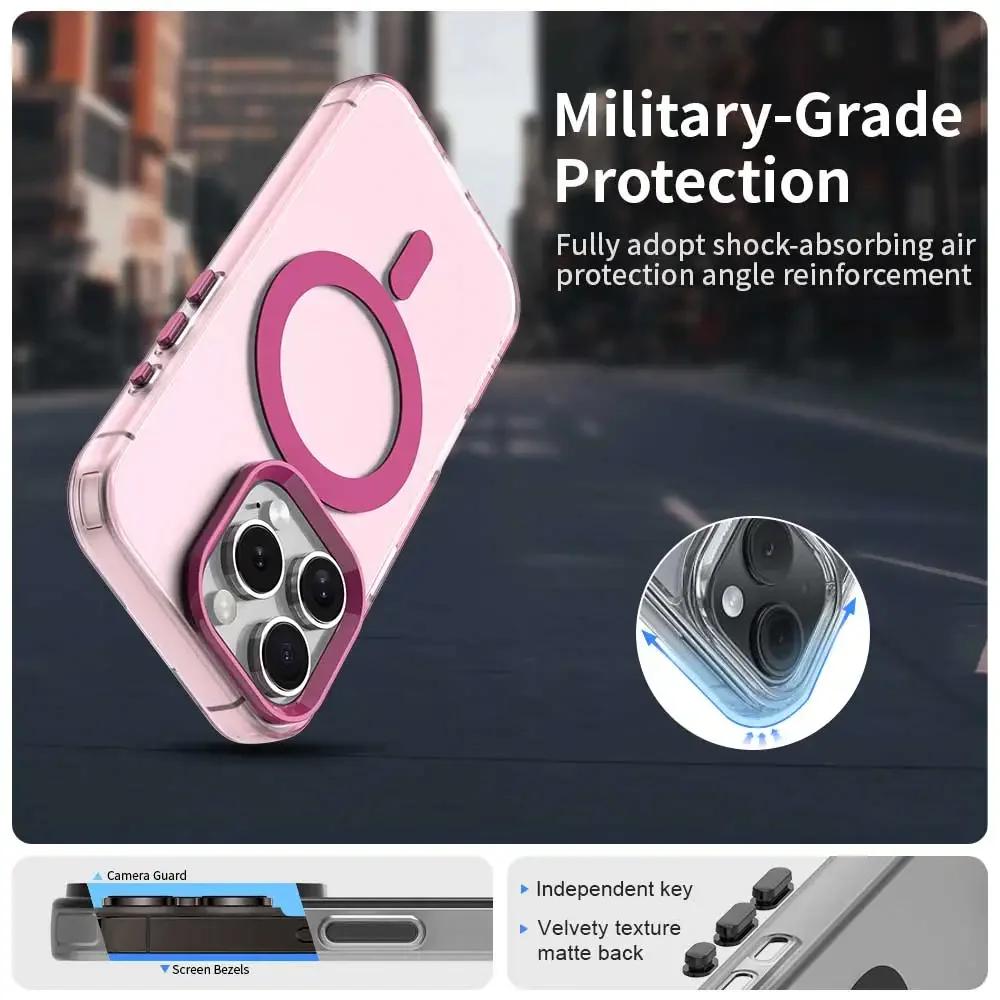 Новый матовый прозрачный чехол Candy Magnetic Wireless Charging для iPhone 16 14 13 12 11 15 Pro Max Plus Magsafe Shockproof Cover