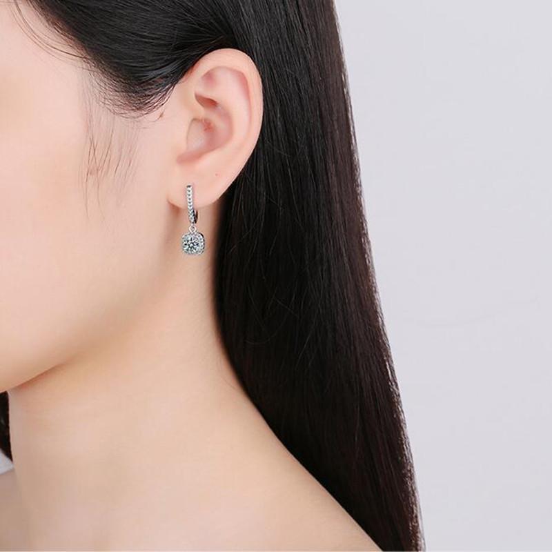 Серьги Серьги-кольца с подвесками из стерлингового серебра 925 пробы с оригинальным сертифицированным муассанитом 1 карат