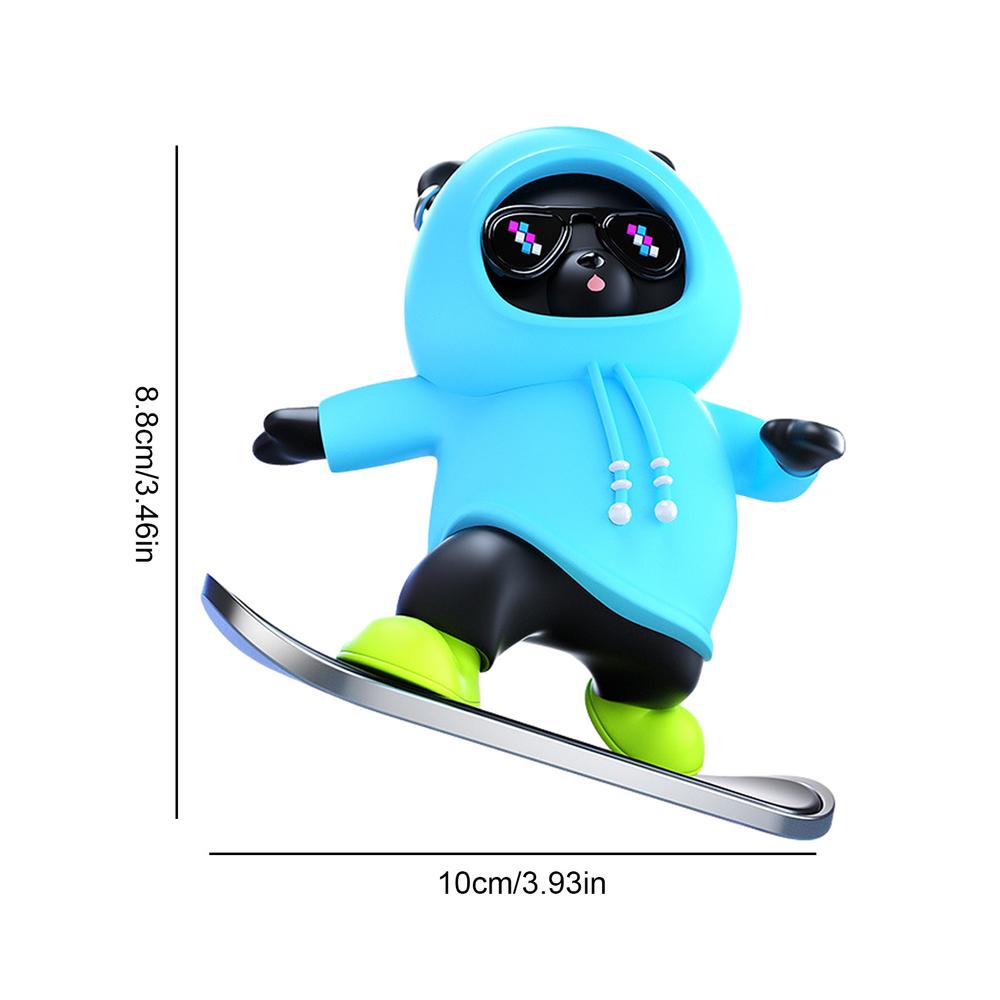 Cool Skateboarding Bear Car Dashboard Decoration - Cute Interior Ornament Swing Toy - Non-Blocking Car Accessory