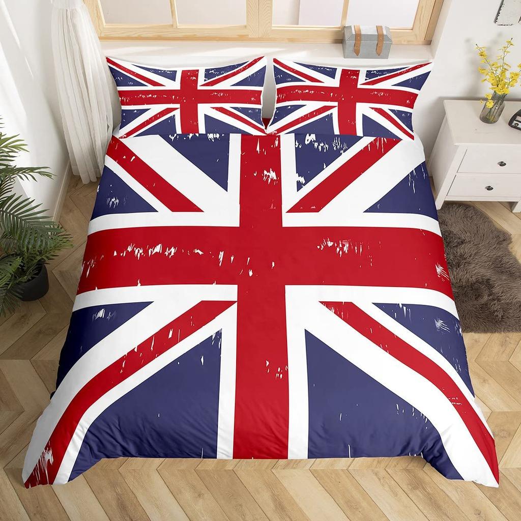 Simple British British Expired Three-Piece Digital Printing Quilt Cover Bedding Home Textiles