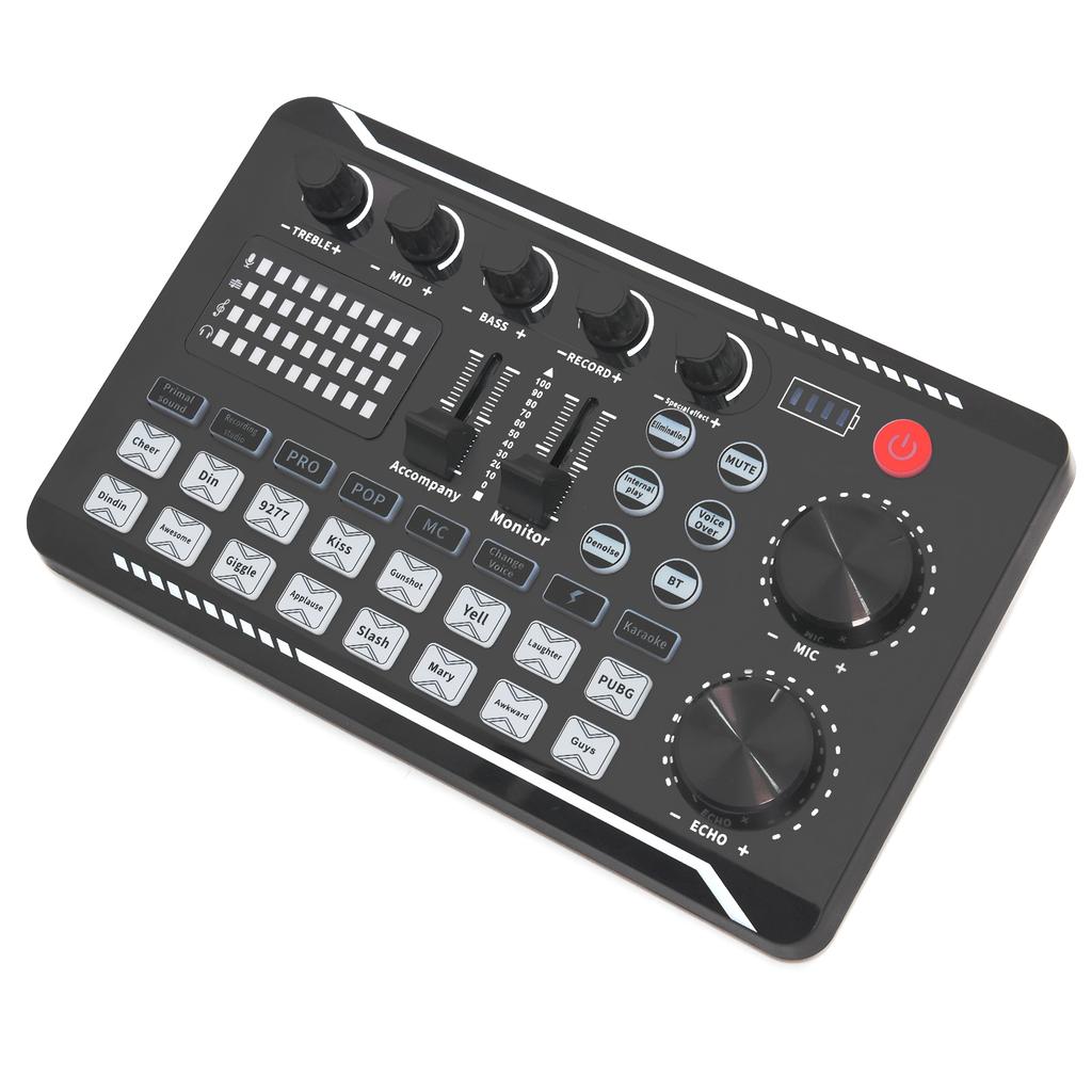 Live Sound Card Audio Interface DJ Mixer Effects Voice Changer Bluetooth-compatible Stereo Audio Mixer for LIVE Streaming F998