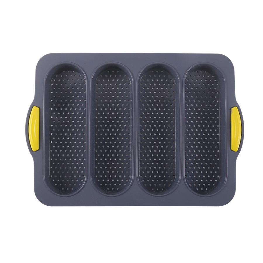 Силиконовая форма для багета, 4 отверстия, форма для багета, форма для выпечки хлеба, силиконовая форма для хлеба, легко снимаемая, противень для выпечки французских тостов