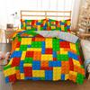 3D Building Block Pattern Duvet Cover Set Bedroom Polyester Quilt Cover Bedding Set With Pillowcase Home Decor King Queen Size