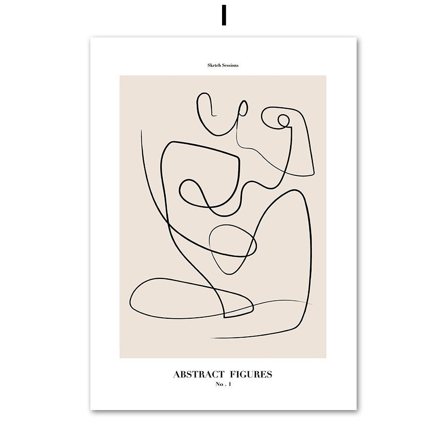 Абстрактные линии рисунка, женский цветок, минимализм, настенная живопись на холсте, постеры на скандинавскую тему и принты, картинки для декора гостиной