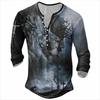 Autumn New Men Clothes 3D Digital Print T Shirt Men Sport Fashion Button T Shirt