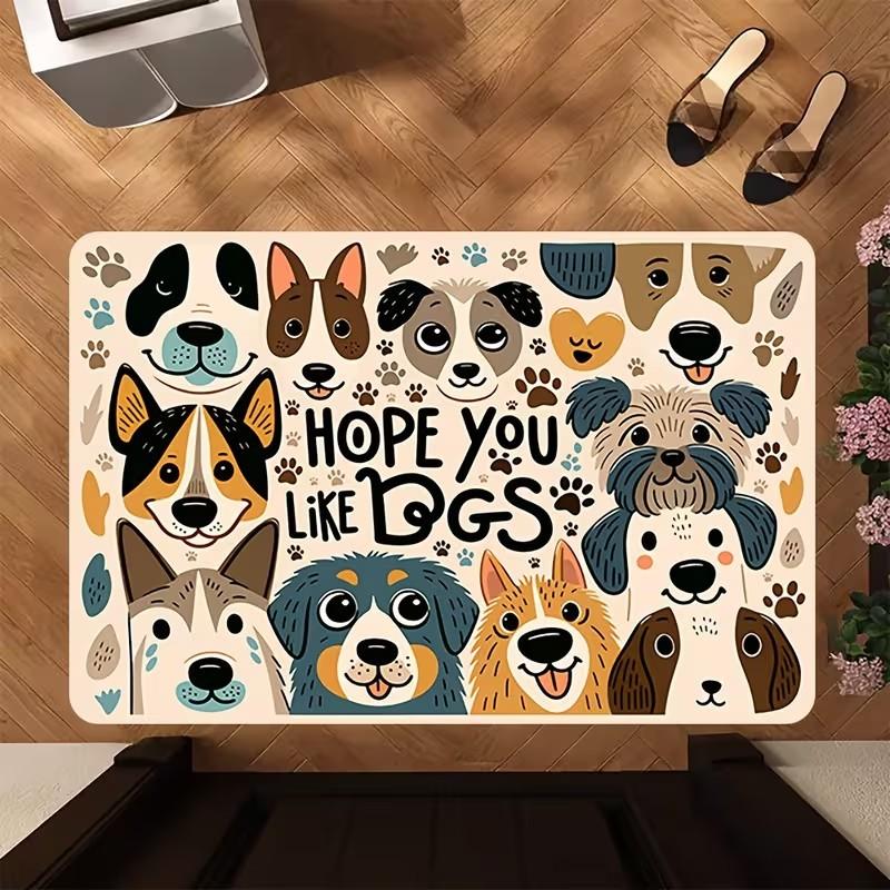 Funny Hope You Like Dogs Doormat Cute Cartoon Puppy Breeds Welcome Mat Pet Lover Gift Home Entryway Decor Floor Rug Carpet