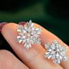 Shiny Crystal Stud Earrings with Snowflake Shape Women's Delicate Gift Fashionable Design Jewelry Delicate Gift for Girl