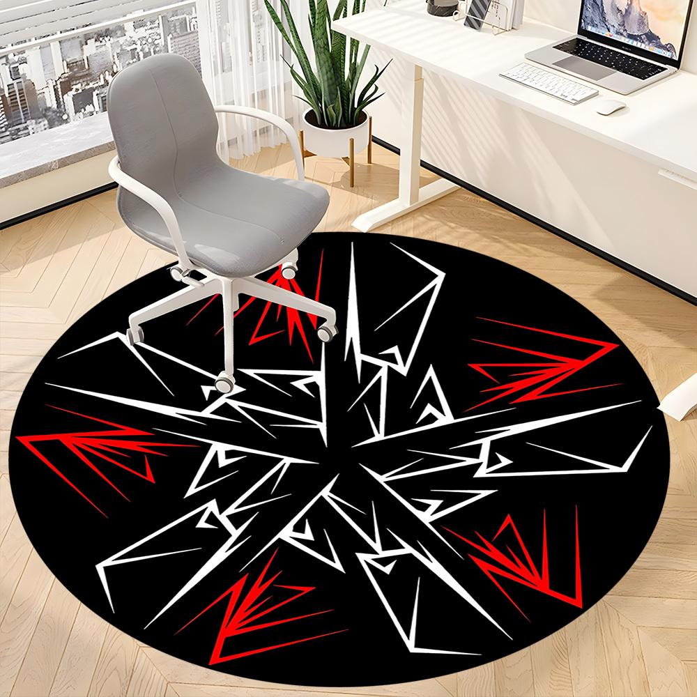 1pc Abstract Pattern Chair Carpet for Office, Round Non Slip Durable Large Size Office Carpet, Suitable for Office