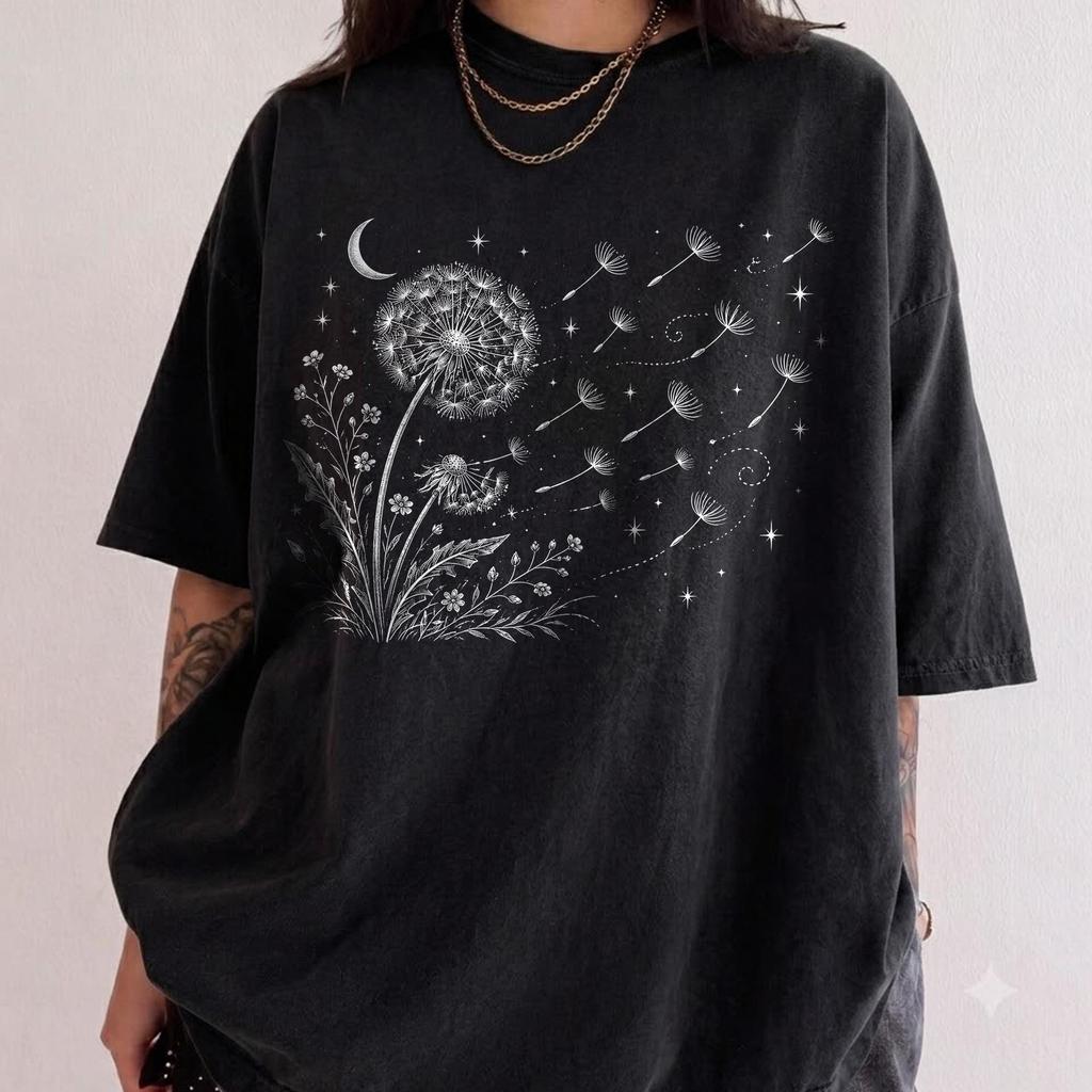 Dandelion Wildflower Comfort Colors® T-Shirt, Boho Botanical Wish Flower Graphic Tee, Cottagecore Nature Lover Gift For Women Or Gardener