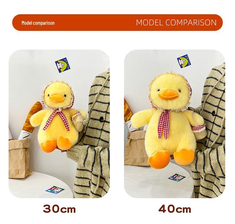 Yellow Duck Plush Toy with Scarf - Cute Little Doll Animal Figure, Perfect Birthday Gift Ornament