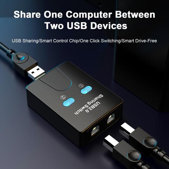 USB KVM-переключатель Выход 2 в 1 Высокоскоростная передача данных с кнопочным разъемом Play Простое управление устройствами для совместного использования компьютера Мышь Клавиатура Принтер