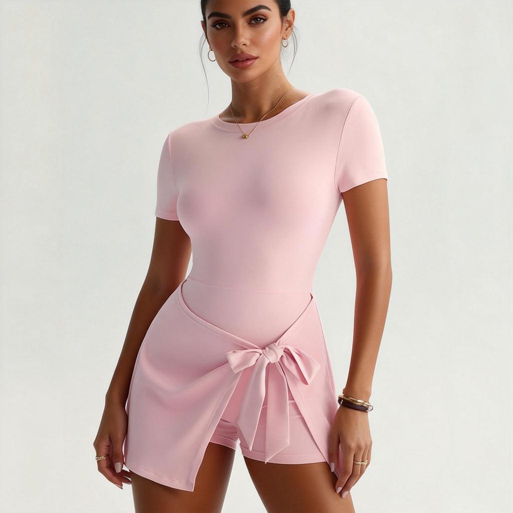 Yiwu Yoga One-Piece Short Skirt Tight And Beautiful Back Fake Two-Piece Outdoor Fitness Anti-Light Sports Tennis Skirt