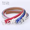 Summer Women High Quality PU Leather Hollow Out Rivet Thin Alloy Quadrate Pin Buckle Belt