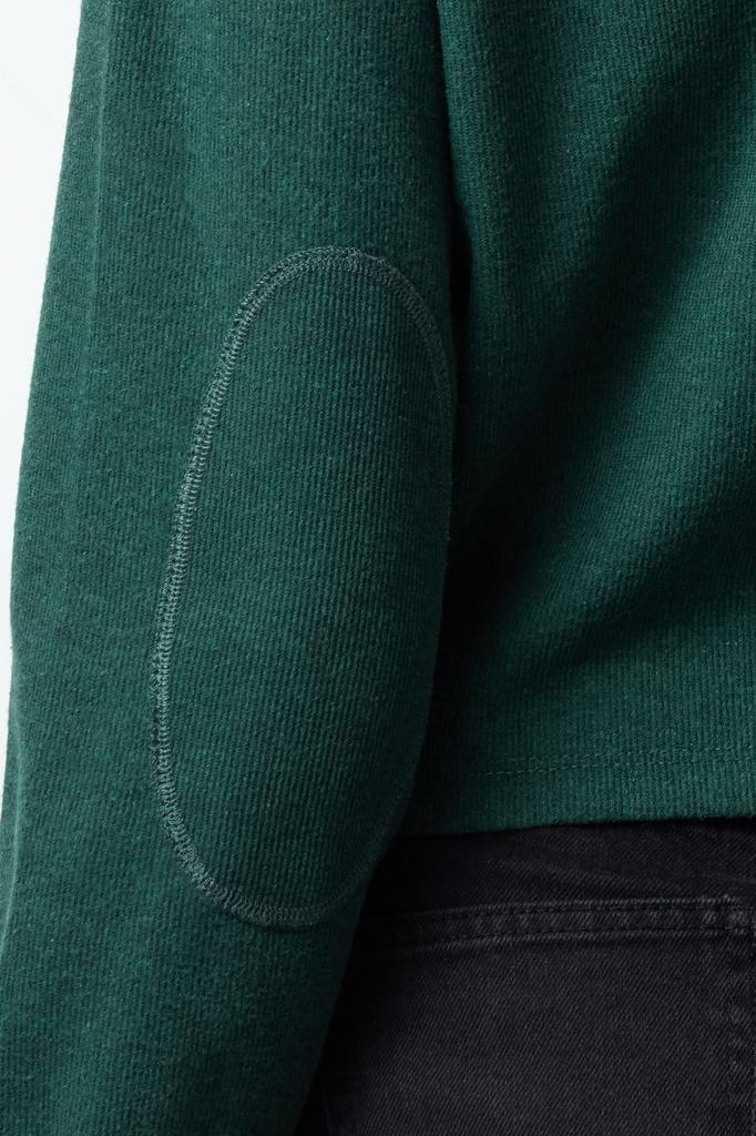 Women's Fashionable Stylish Sweatshirt Emerald Green Thessaloniki Knitwear Look Polo Neck Zippered Regular Knitted Sweatshirt