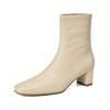 Sheepskin Autumn Winter Shoes Thick Heels Chelsea Boots Square Toe Keep Warm Zipper Ankle Boots