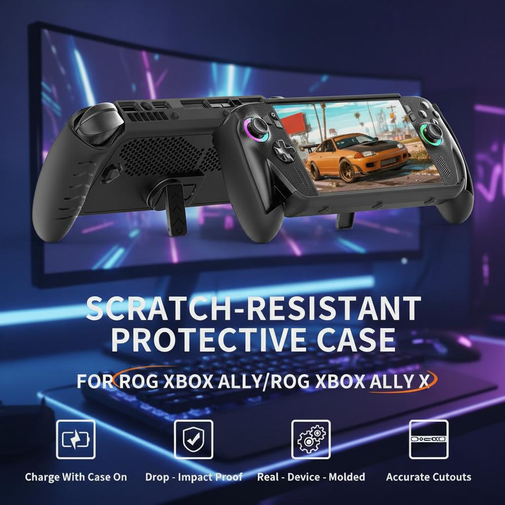 Для JYS Для ROG Для Xbox Ally/X Чехол из ТПУ для портативной консоли, дышащий и регулируемый держатель, полное покрытие с верхней крышкой