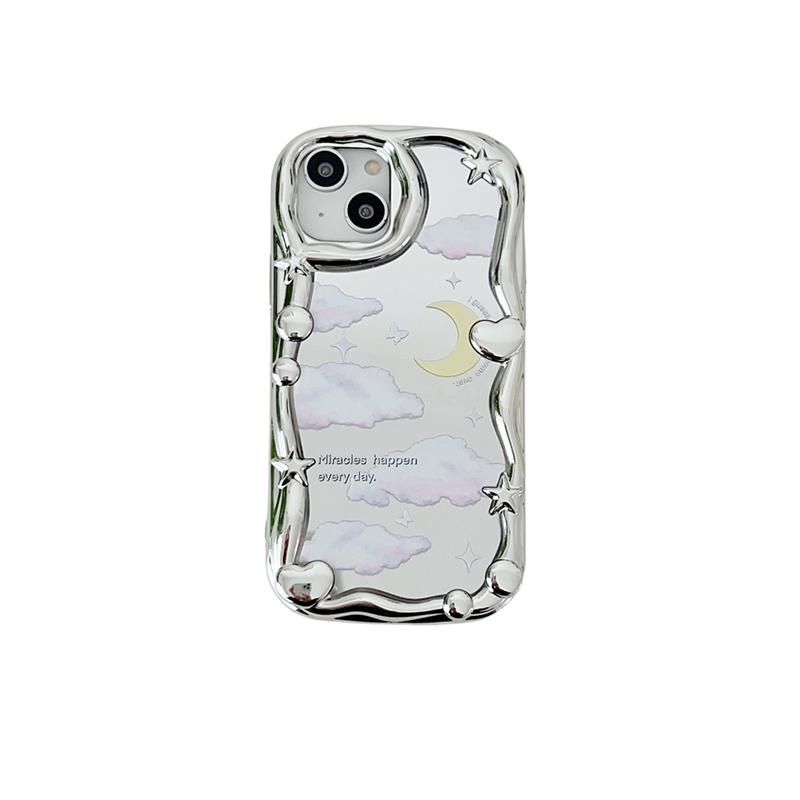 Корейский милый чехол для телефона Y2k Star Cloud Moon для Iphone 14 13 12 11 Pro Max Lovely Love Heart глянцевый противоударный мягкий чехол Funda