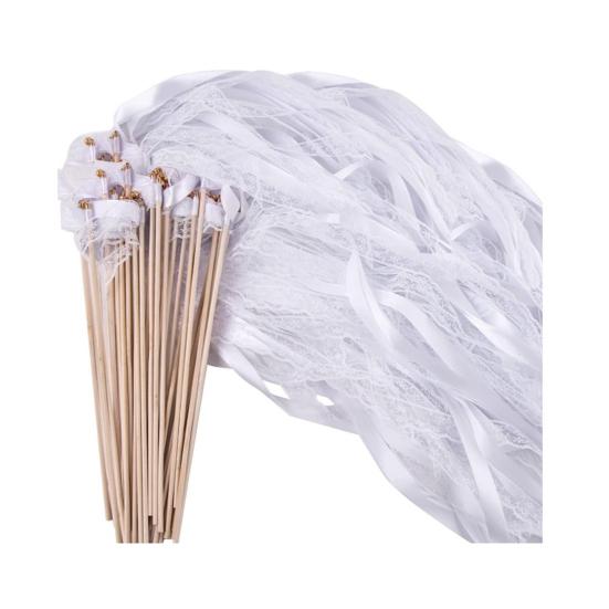 10 Pcs Fairy Wands Ribbon Lace Fairy Stick with Bells Chromatic Silky Party Streamers for Wedding Birthday Party Fovors