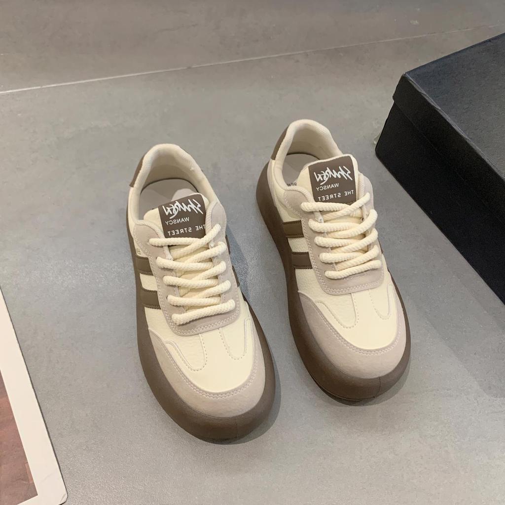 Design Sense Agam German Training Shoes Board Shoes Platform White Shoes Shoes Women's New Fashion Early Spring Leisure Sports Fashion