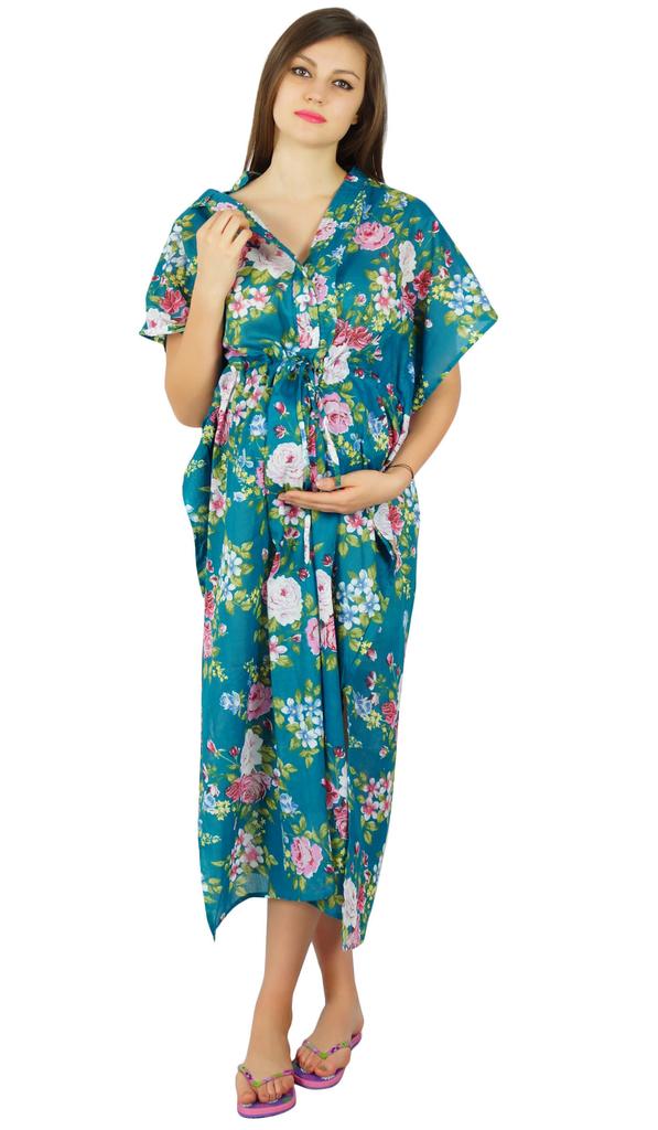 Bimba Nursing Cotton Kaftan Front Buttons Maternity Night Wear Baby Shower