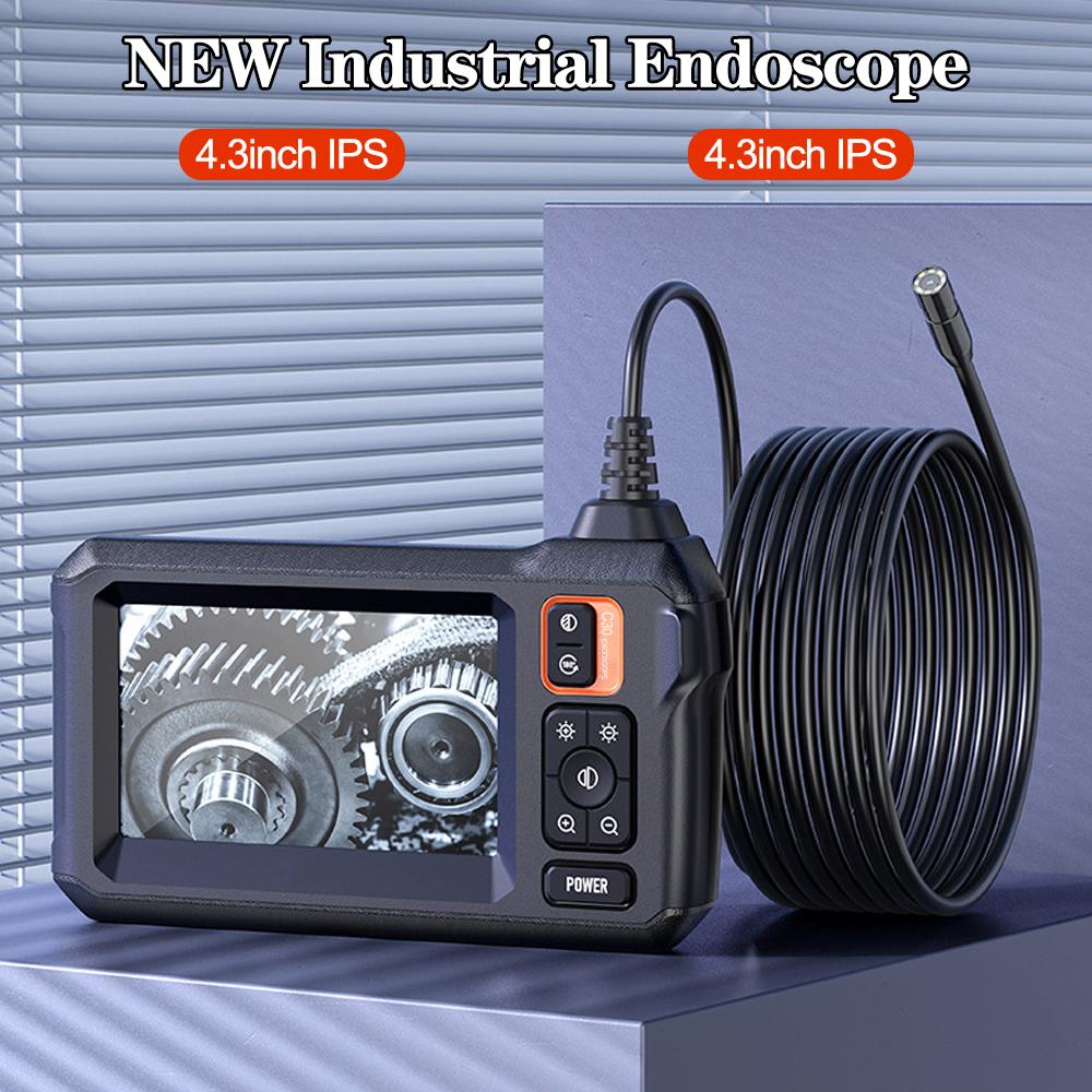 C30 1m/5m Cable 1920*1080P HD Car Diagnostic Tools IP67 Waterproof Industrial Endoscope 4.3inch IPS Screen 8mm Camera 20000mAh