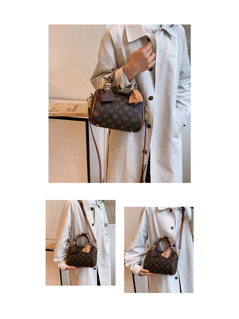 Vintage European & American Monogram Boston Pillow Bag – Women’s Handbag, Shoulder or Crossbody Style