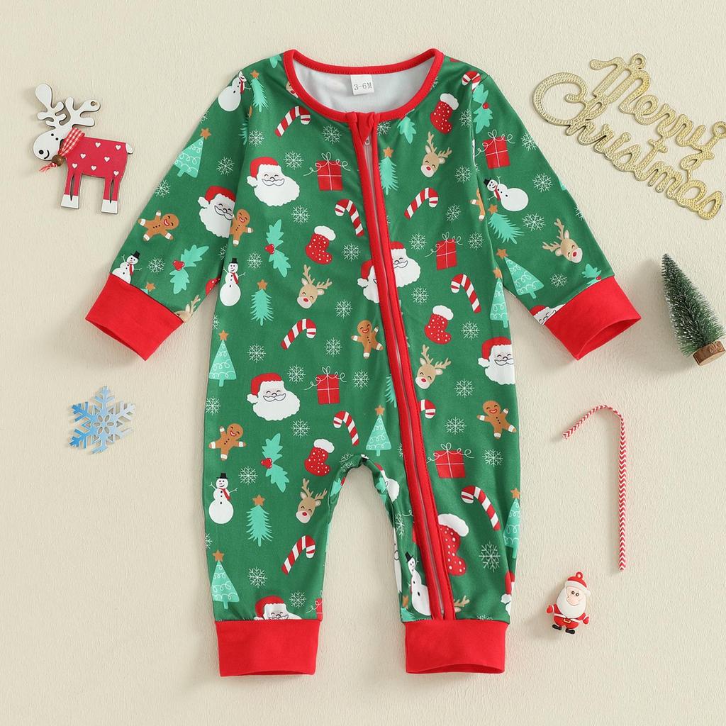 Autumn Baby Romper: Christmas Zipper Long-Sleeve Suit for Crawling & Outings