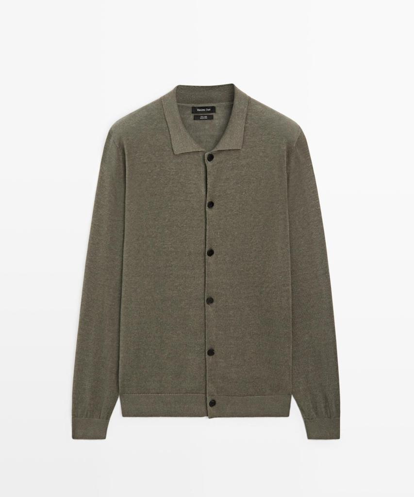Кардиган Massimo Dutti из льняного трикотажа на пуговицах