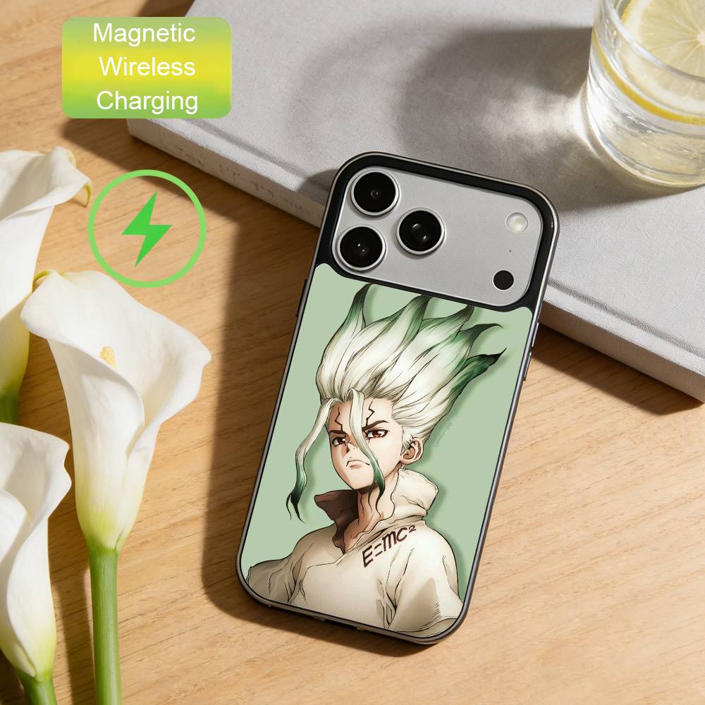 Чехол для телефона Dr.STONE Для iPhone 17, 16, 15, 14, 13, 12, 11 Plus, С покрытием для магнитной беспроводной зарядки